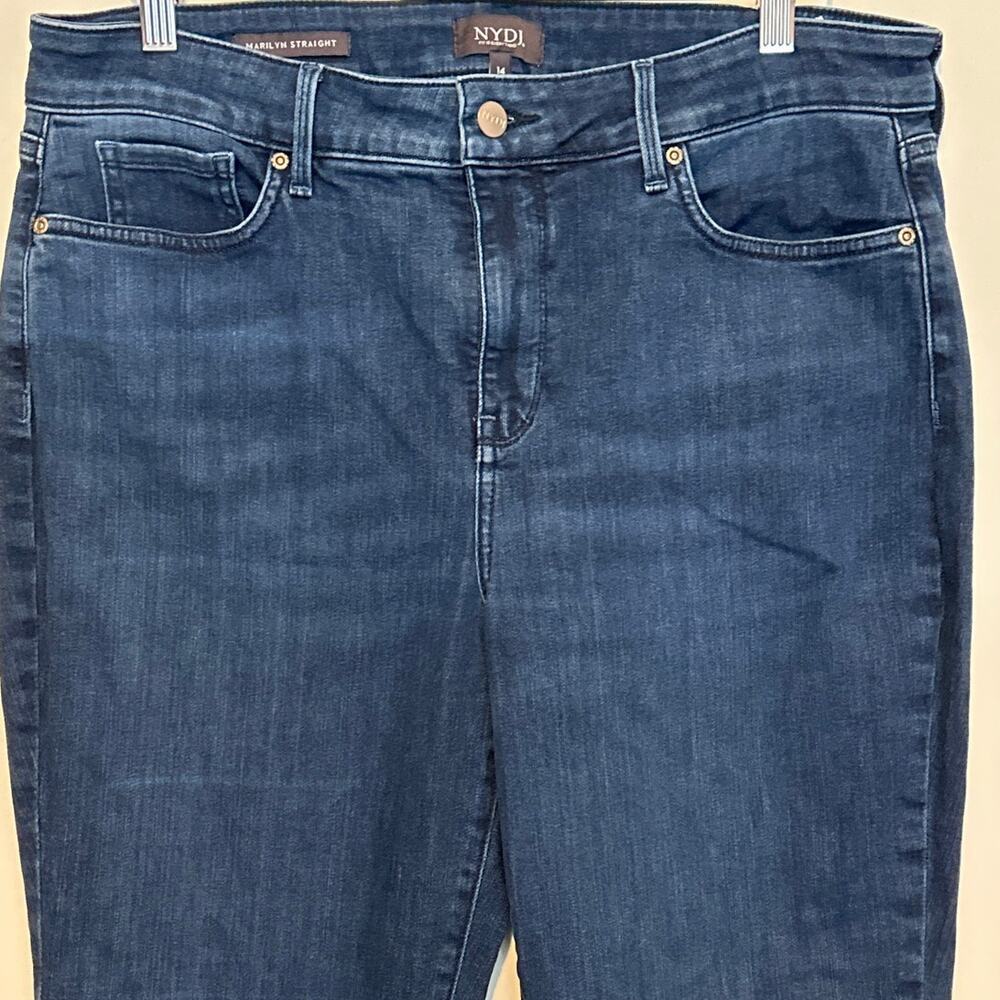 NYDJ Marilyn Straight Leg Jeans Lift Tuck Technology Blue Denim Stretch Sz 14 - Picture 2 of 11